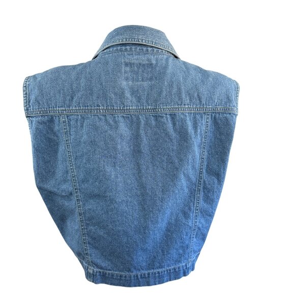 Woolrich Womens Denim Vest XL Button Front Sleeveless Rugged Outdoorwear Blue - Picture 2 of 5